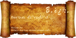 Bertus Árpád névjegykártya